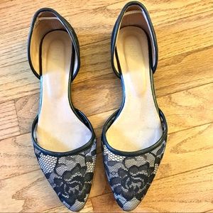 J. Jill Black Lace D'orsay Flats, Leather Sole